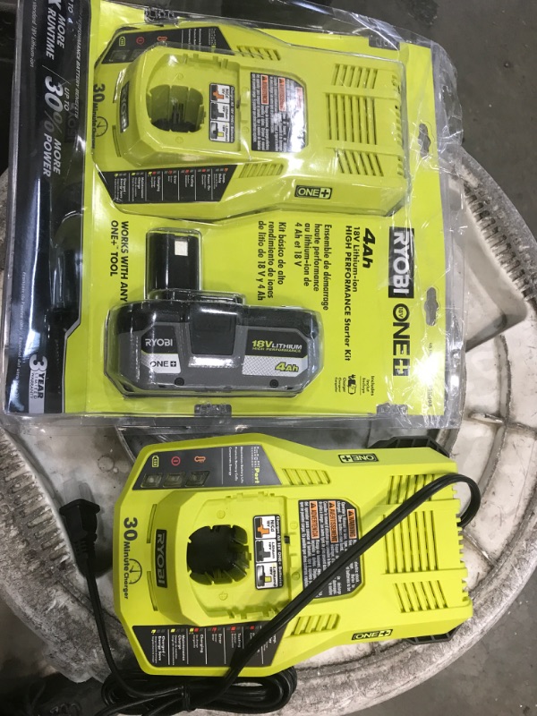 Photo 2 of (MISSING ONE BATTERY) (2 packs)
RYOBI ONE+ 18V HIGH PERFORMANCE Lithium-Ion 4.0 Ah Battery and Charger Starter Kit 