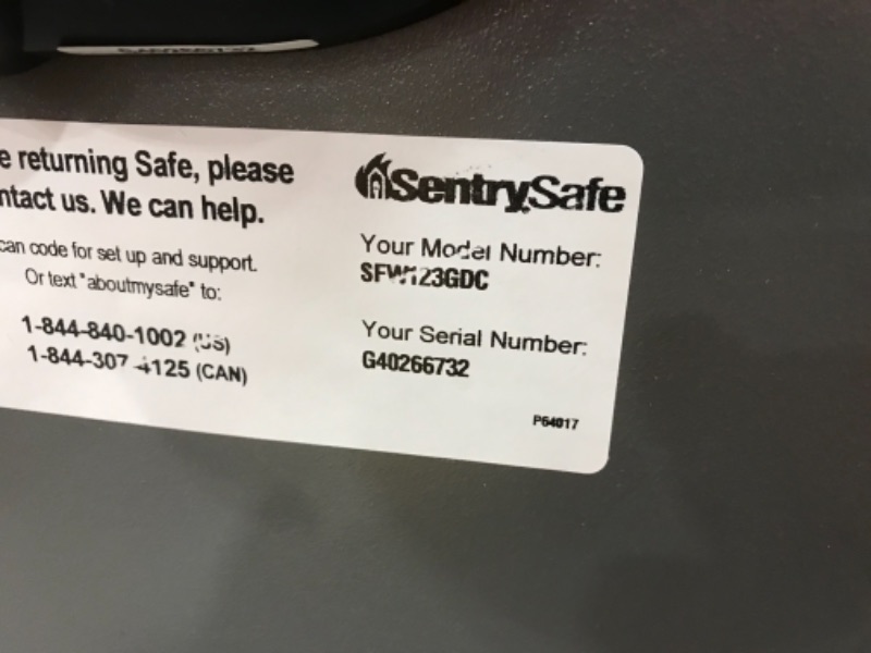 Photo 4 of (MISSING KEYS; PUNCTURED SIDE)
SentrySafe SFW123GDC Fireproof Waterproof Safe with Digital Keypad, 1.23 Cubic Feet, Gun Metal Gray
