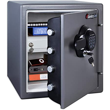 Photo 1 of (MISSING KEYS; PUNCTURED SIDE)
SentrySafe SFW123GDC Fireproof Waterproof Safe with Digital Keypad, 1.23 Cubic Feet, Gun Metal Gray
