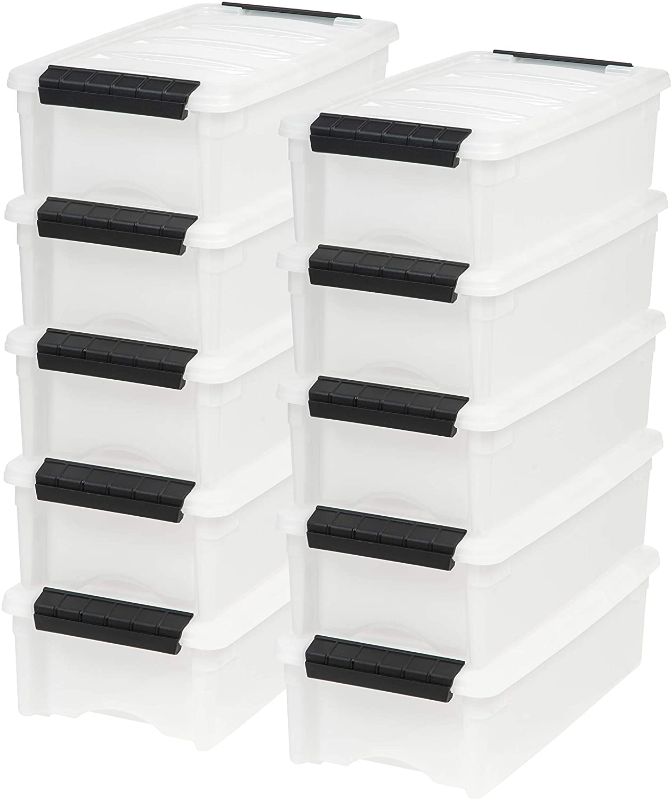 Photo 1 of (couple of broken handles and cracked container corner)
IRIS 10pk 5qt Stack & Pull Storage Box 