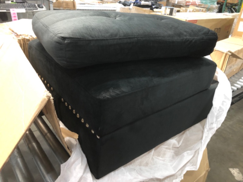 Photo 4 of (STOCK PHOTO INACCURATELY REFLECTS ACTUAL PRODUCT)
(TORN SEAM EDGE)
armless chair black with studded edge