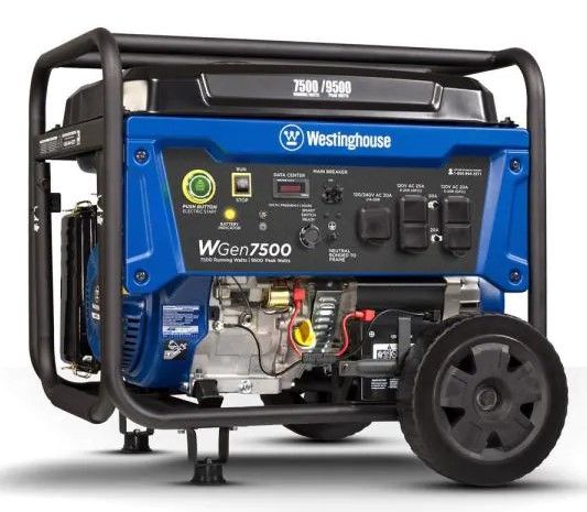 Photo 1 of (DEAD BATTERY; DENTED SIDES/COMPONENTS)
Westinghouse WGen7500 9,500/7,500 Watt Gas Powered Portable Generator with Remote Start and Transfer Switch Outlet for Home Backup