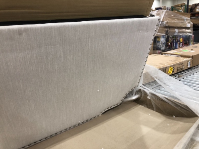 Photo 1 of **incomplete*** Furinno Nadia Nailhead Trim Bed Frame, King, Gray
