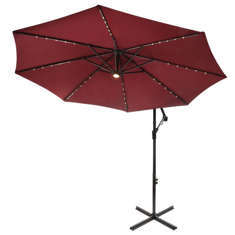 Photo 1 of (MISSING HARDWARE)
lovestory 10' cantilever umbrella with led lights burgandy