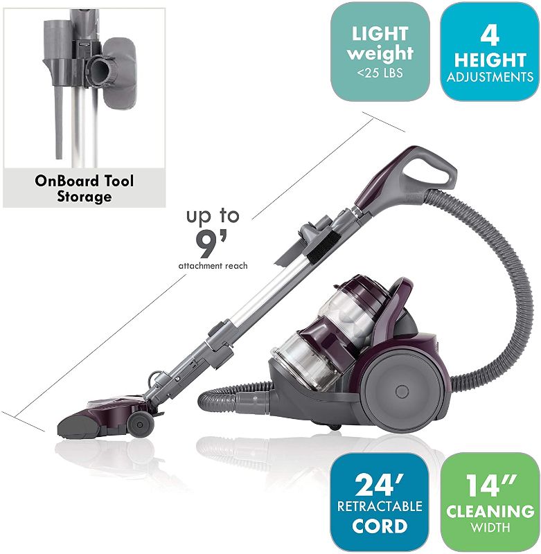 Photo 1 of **INCOMPLETE** Kenmore 22614 Pet Friendly Lightweight Bagless Compact Canister Vacuum with Pet Powermate, HEPA, Extended Telescoping Wand, Retractable Cord and 2 Cleaning Tools-Purple
