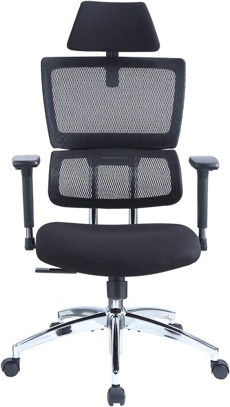 Photo 1 of Ticova Ergonomic Office Chair - High Back Desk Chair with Elastic Lumbar Support & 3D Metal Armrest - 130°Reclining & Rocking Mesh Computer Chair with Thick Seat Cushion & Rotatable Headrest
