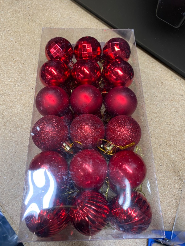 Photo 3 of 24pcs Christmas Decorations Painted Christmas Ball Suit Christmas Tree Wedding Party Home Decoration (3PACK) AND SMALL RED ORNAMENTS 