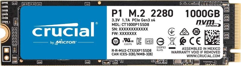 Photo 1 of Crucial P1 1TB 3D NAND NVMe PCIe Internal SSD, up to 2000MB/s - CT1000P1SSD8
