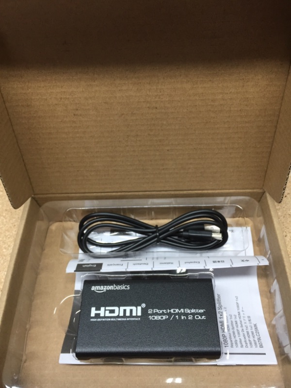 Photo 2 of Amazon Basics 1080P HDMI 1x2 Splitter for Dual Monitors (Only Supports Screen Duplication, not Extension)