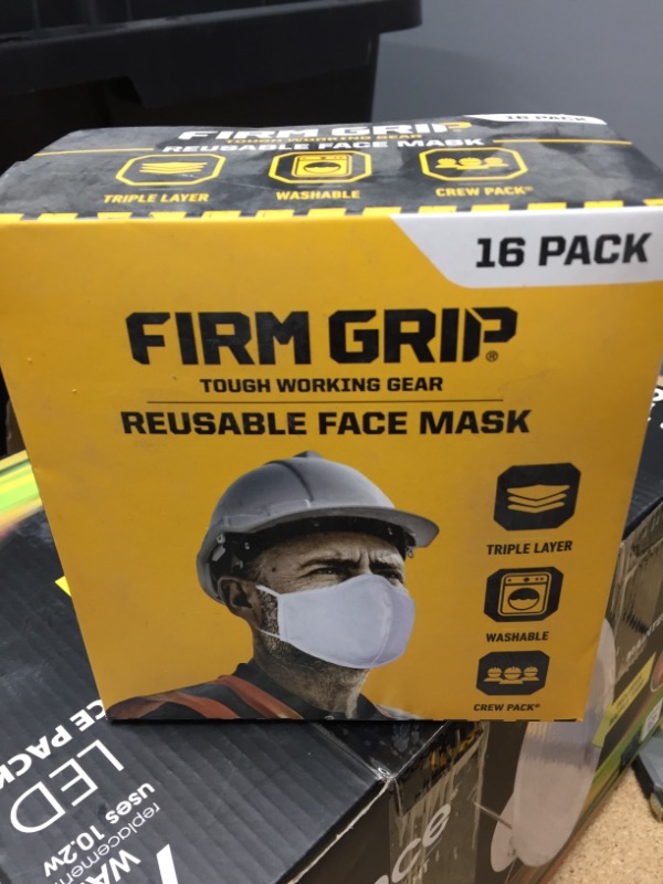 Photo 2 of FIRM GRIP Reusable Face Mask (16-Pack), White
