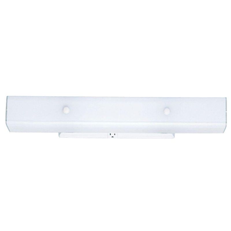 Photo 1 of Hampton Bay 24 in. 4-Light White Bath Vanity Light with Glass Shade
