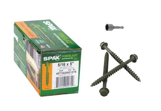 Photo 1 of 
SPAX
5/16 in. x 5 in. Washer Hex Drive High Corrosion Resistance Coated PowerLag Screw Contractor Pax (50-Box)