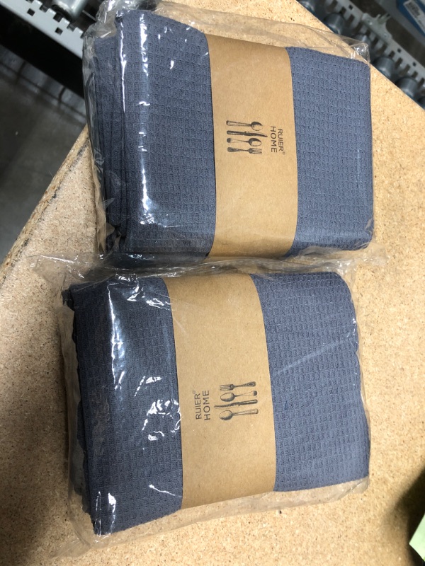 Photo 1 of 2-pack : Ruier Home 100% Cotton Waffle Kitchen Towel Dish Cloth Strong Water Absorption (Set of 2) 18x25 inches (Dark Grey)
