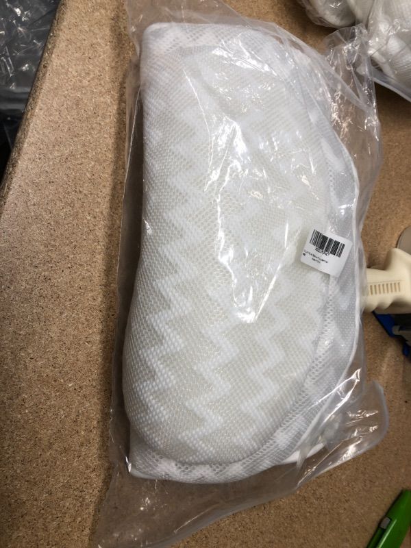 Photo 1 of OULLYY 3D Air Bath Pillow for Bathtub, Luxury Bathtub Pillows for Women Men, Bath Tub Pillow for Back Neck Head, Ergonomic Comfort Suction Cups Fixed Spa Pillow for Straight Back Tub (White)
