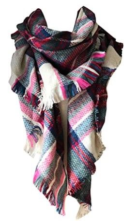 Photo 1 of 2-pack : Wander Agio Womens Warm Long Shawl Winter Wraps Large Scarves Knit Cashmere Feel Plaid Triangle Scarf
