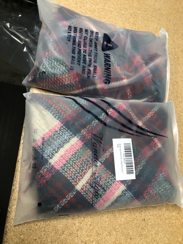 Photo 2 of 2-pack : Wander Agio Womens Warm Long Shawl Winter Wraps Large Scarves Knit Cashmere Feel Plaid Triangle Scarf
