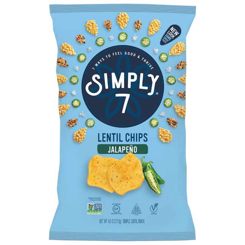 Photo 1 of **expires 05/14/2022** Pack of 9 : Simply 7 Lentil Chips, Jalapeno, Packaging May Vary, 4 Oz