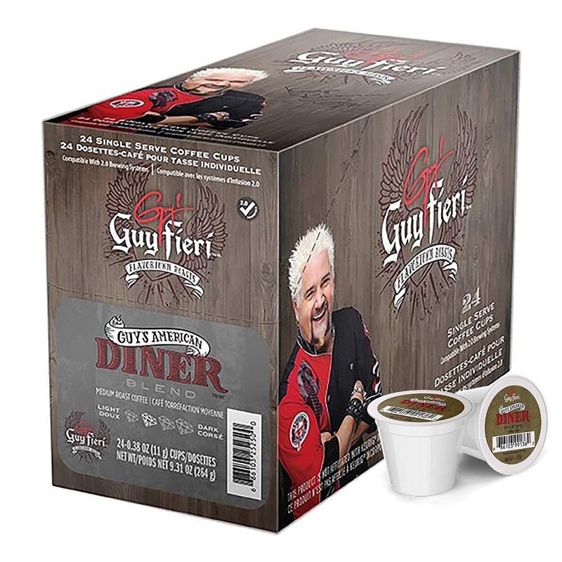 Photo 1 of ** Expires 07/02/2023** Pack of 2 : Guy Fieri Flavortown Roasts Coffee Pods, American Diner Blend, Medium Roast Coffee, Single Serve Coffee for Keurig K Cup Machines, 24 Count
