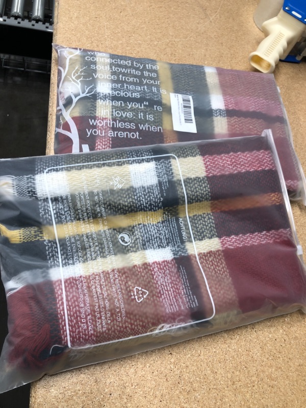 Photo 2 of 2-PACK : Loritta Womens Scarf Fashion Long Plaid Shawls Wraps Big Grid Winter Warm Lattice Large Scarves Gifts
