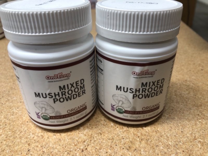 Photo 3 of **EXPIRES 02/17/2023** 2-PACK : ONETANG Mushroom Extract Powder - USDA Organic - Lion's Mane, Reishi, Cordyceps, Maitake, Shiitake, Turkey Tail, Supplement - Add to Coffee/Tea/Smoothies - Whole Mushrooms - No fillers, 2.11 oz
