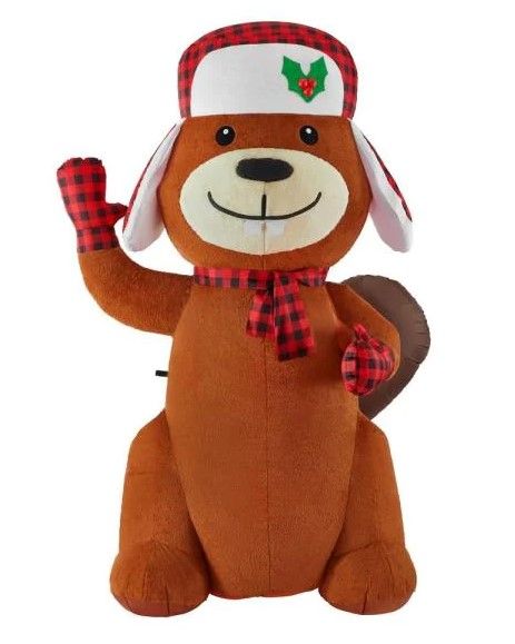 Photo 1 of 7 ft Pre-Lit LED Airblown Plush Fabric Beaver Christmas Inflatable
