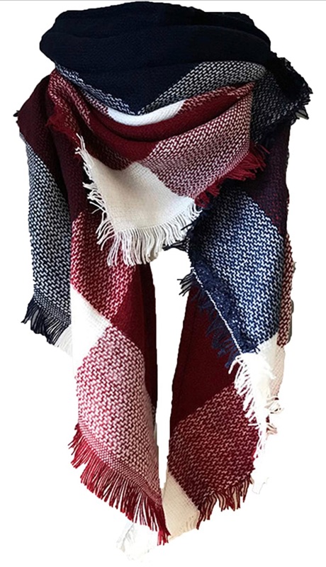Photo 1 of Wander Agio Womens Warm Long Shawl Winter Wraps Large Scarves Knit Cashmere Feel Plaid Triangle Scarf (2PACK)