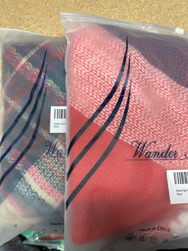 Photo 3 of Wander Agio Women's Fashion Long Shawl Big Grid Winter Warm Lattice Large Scarf (2PACK) 