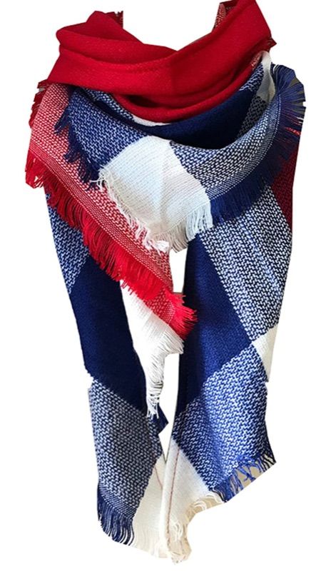 Photo 1 of Wander Agio Womens Warm Blanket Scarf Square Winter Shawls Large Infinity Scarves Stripe Plaid Scarf (2PACK)