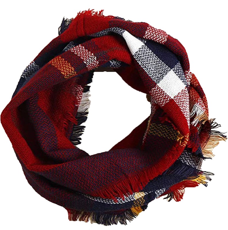 Photo 2 of Wander Agio Womens Warm Blanket Scarf Square Winter Shawls Large Infinity Scarves Stripe Plaid Scarf (2PACK)