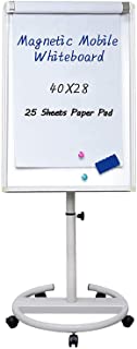 Photo 1 of Mobile Dry Erase Board – 40x28 inches Magnetic Portable Whiteboard Stand Easel White Board Flipchart Easel Board with 25 Sheets Paper Pad
