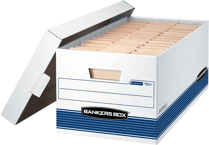 Photo 1 of Bankers Box 00701 Store/File Medium-Duty Storage Boxes with Lift-Off Lid, Letter, 12 Pack (00701)
