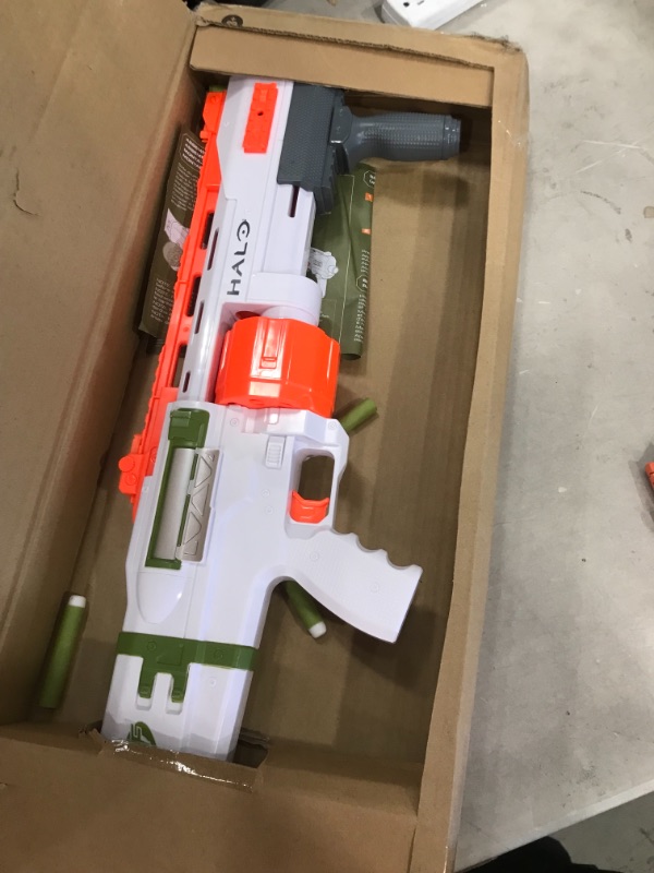 Photo 1 of NERF Halo Bulldog SG Dart Blaster -- Pump-Action, Rotating 10-Dart Drum, Tactical Rails, 10 Official Elite Darts, Skin Unlock Code
