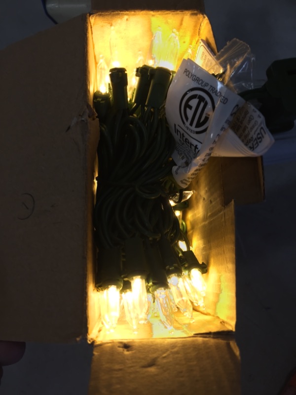 Photo 4 of 29.5 Ft. 100-Light LED Mini Warm White String Light with Green Wire Christmas Decoration
