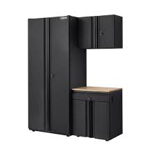 Photo 1 of 3-Piece Pro Duty Welded Steel Garage Storage System in Black LINE-X Coating (64 in. W x 81 in. H x 24 in. D)
