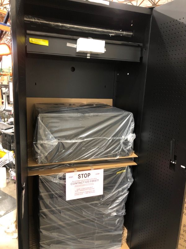 Photo 1 of 3-Piece Pro Duty Welded Steel Garage Storage System in Black LINE-X Coating (64 in. W x 81 in. H x 24 in. D)
