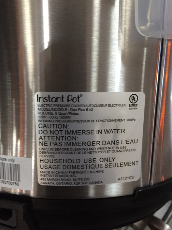 Photo 3 of Instant Pot Duo Plus 6 Quart 9-in-1 Electric Pressure Cooker, Slow Cooker, Rice Cooker, Steamer, Sauté, Yogurt Maker, Warmer & Sterilizer, 15 One-Touch Programs,Stainless Steel/Black
