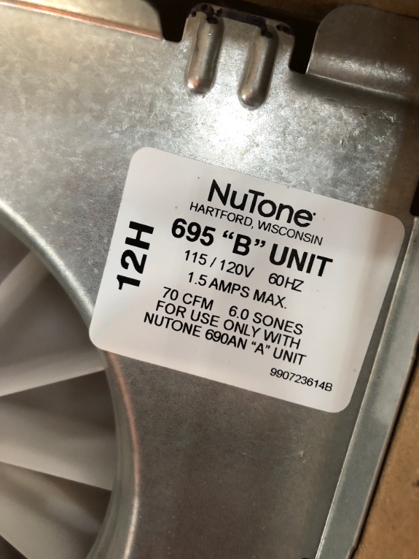 Photo 2 of Broan-NuTone 70 CFM Replacement Motor Wheel for 695A Bathroom Exhaust Fan