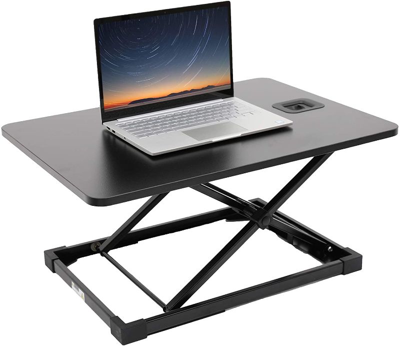 Photo 1 of 28 Inches Standing Desk Riser Converter Height Adjustable Sit to Stand Desktop with Gas Spring, Ergonomics Computer Workstation Table Desk for Home Office
