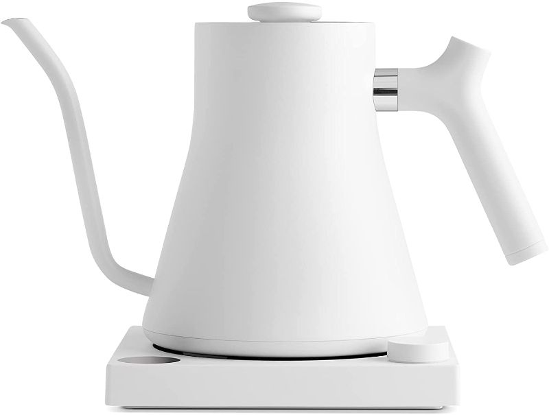 Photo 1 of Fellow Stagg EKG Electric Gooseneck Kettle - Pour-Over Coffee and Tea Pot, Stainless Steel, Quick Heating, Matte White, Handle, 0.9 Liter
