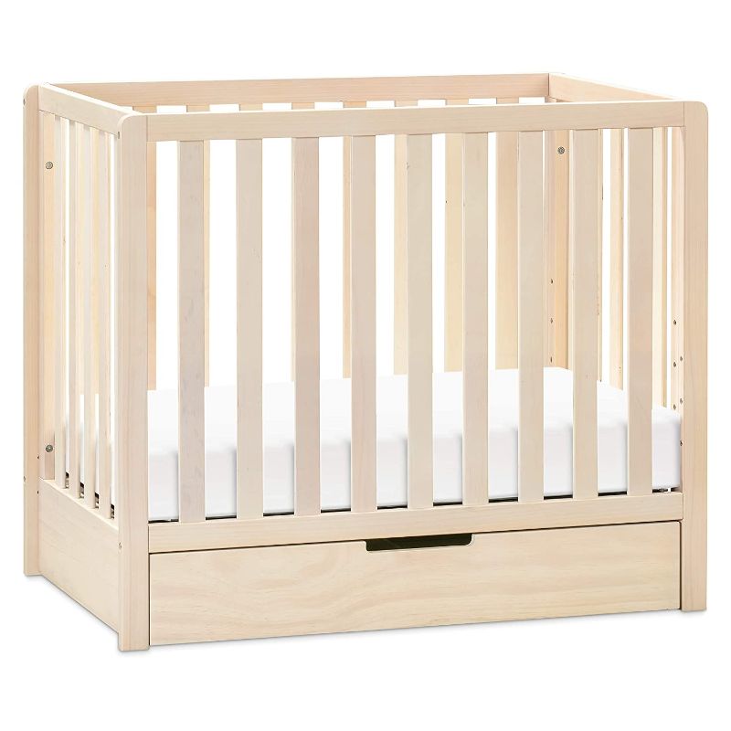 Photo 1 of Carter's by DaVinci Colby 4-in-1 Convertible Mini Crib with Trundle Drawer in Washed Natural, Greenguard Gold Certified, Undercrib Storage
