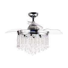 Photo 1 of (1) 46''Abella Modern Crystal Retractable Ceiling Fan with Lights and Remo–  ParrotUncle46''Abella Modern Crystal Retract
