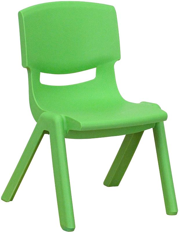 Photo 1 of Flash Furniture Green Plastic Stackable School Chair with 10.5'' Seat Height
