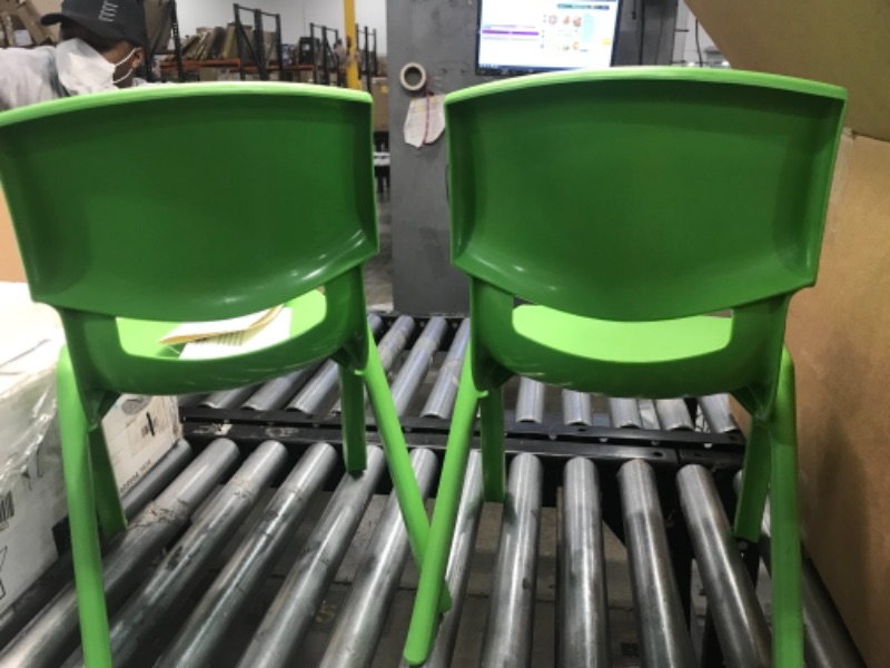 Photo 3 of Flash Furniture Green Plastic Stackable School Chair with 10.5'' Seat Height
