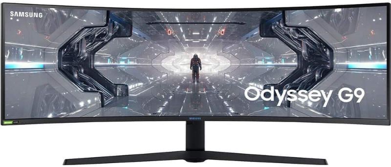 Photo 1 of DAMAGED TO THE BACK OF THE MONITOR, SAMSUNG 49-inch Odyssey G9 Gaming Monitor | QHD, 240hz, 1000R Curved, QLED, NVIDIA G-SYNC & FreeSync | LC49G95TSSNXZA Model
