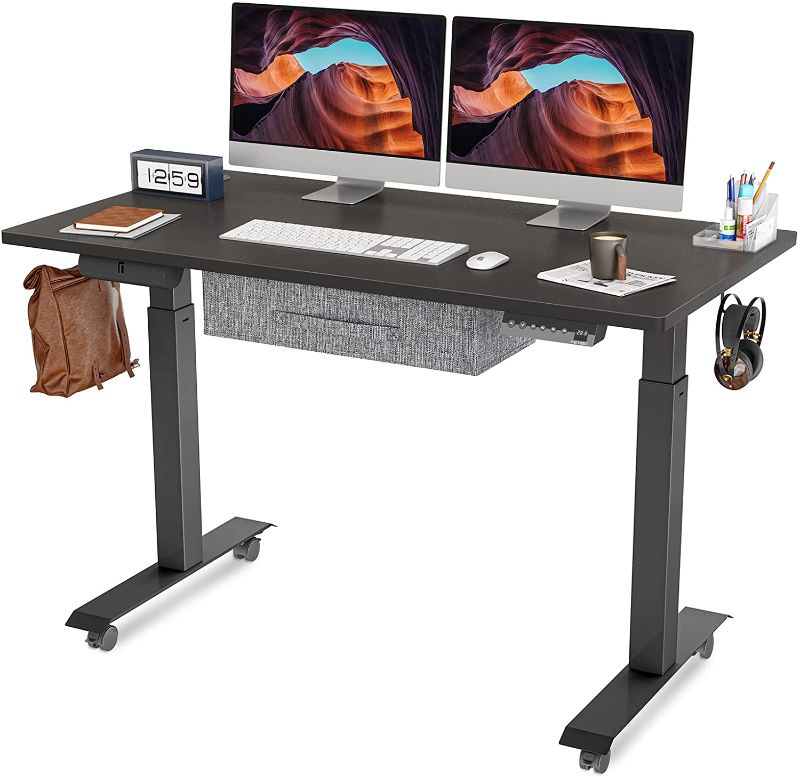 Photo 1 of FEZIBO Standing Desk with Drawer, Adjustable Height Electric Stand up Desk
