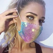 Photo 1 of 6 Pieces Fashion Rhinestone Mask Crystal Face Mask Masquerade Mask for Women with Adjustable Ear Loops
