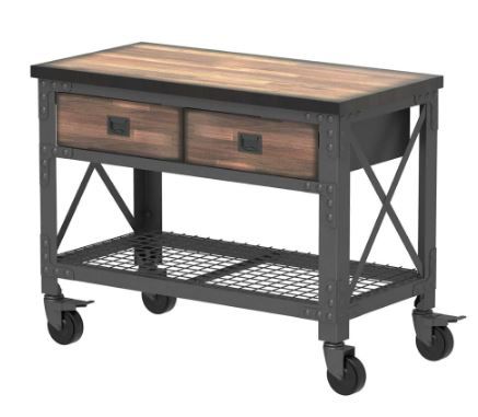 Photo 1 of *item was factory strapped, opened to examine* 
Duramax Building Products 48 in. x 24 in. 2-Drawers Rolling Industrial Workbench and Wood Top