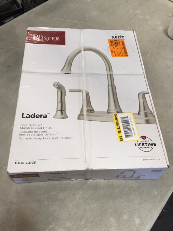 Photo 2 of *factory packaged/ strapped*
Pfister Ladera 2-Handle Standard Kitchen Faucet with Optional Side Sprayer in Spot Defense Stainless Steel
