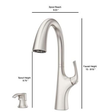 Photo 1 of *factory packaged/ strapped*
Pfister Ladera Single-Handle Pull-Down Sprayer Kitchen Faucet with Soap Dispenser in Spot Defense Stainless Steel