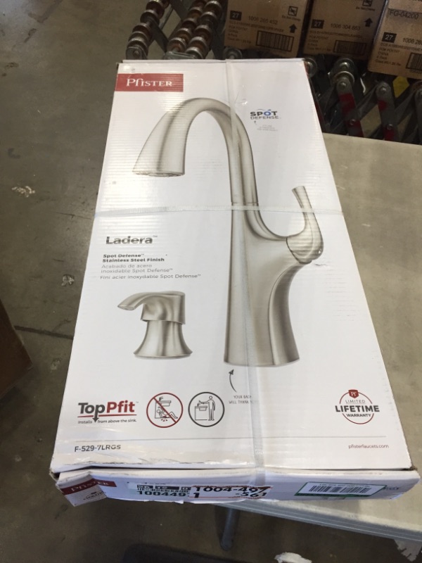 Photo 2 of *factory packaged/ strapped*
Pfister Ladera Single-Handle Pull-Down Sprayer Kitchen Faucet with Soap Dispenser in Spot Defense Stainless Steel